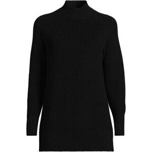 Lands' End - Women's XL Drifter Shaker Easy Fit Mock Neck Tunic Sweater - Black